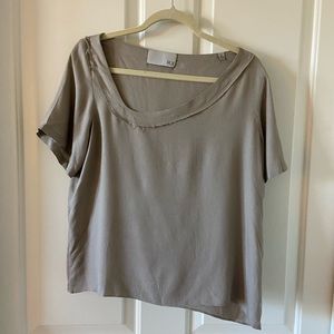 ROI Women Tan Blouse Silk Fully Designer $209 Size Small